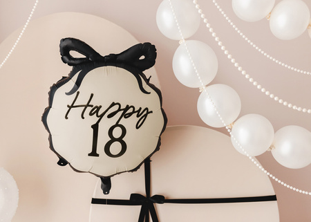 Balon foliowy pastylka Happy ''18'', 47.5x45 cm, mix