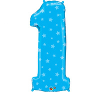 Balon foliowy 38" "Number 1", niebieski w gwiazdki