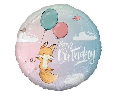Balon foliowy Lisek (Happy Birthday), 18 cali