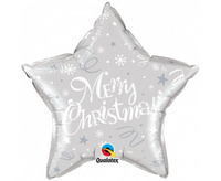 Balon foliowy 20" "Merry Christmas", srebrny