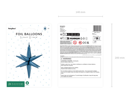 Balon foliowy Gwiazda 3D, 70cm, granat