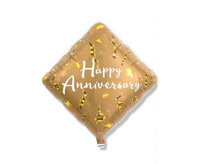 Balon foliowy, diament 14", Happy Anniversary Star&Ribbons, packed