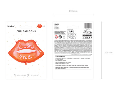 Balon foliowy Usta, 86.5x65 cm, mix