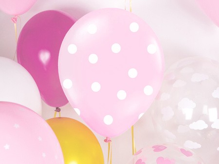 Balony 30cm, Kropki, Pastel Baby Pink (1 op. / 6 szt.)