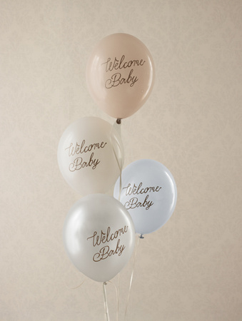 Balony 30 cm, Welcome Baby, mix niebieski (1 op. / 6 szt.)