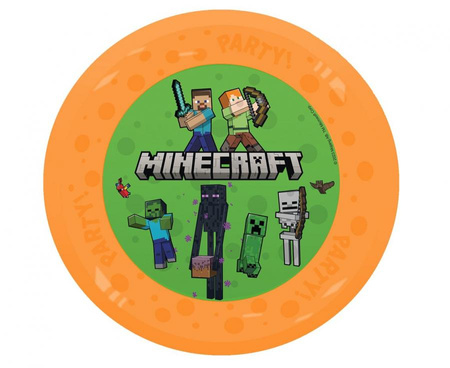 Talerz wielokrotnego użytku Party" 21cm Minecraft Mojang, 1 szt.