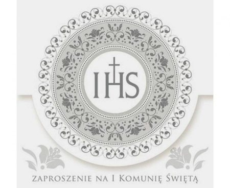 Zaproszenie kwadrat ZKW 120x120 Komunia Dziecięce - Chłopiec, Dziewczynka, Religia, Srebrne, 10 szt.