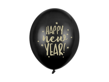 Balony 30cm, Happy New Year, Pastel Black (1 op. / 50 szt.)