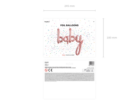 Balon foliowy Baby, różowe złoto, 73,5x75,5cm