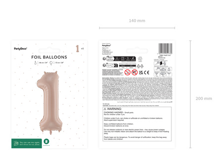 Balon foliowy Cyfra ''1'', 72cm, ciemny beż