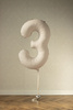 Balon foliowy Cyfra '3', 86cm, jasny beż