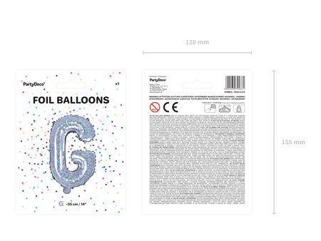 Balon foliowy Litera ''G'', 35cm, holograficzny