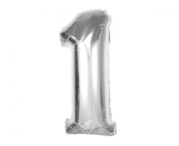 Balon foliowy Smart, cyfra 1, srebrna, 92 cm