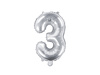 Balon foliowy Cyfra ''3'', 35cm, srebrny