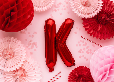 Balon foliowy Litera ''K'', 35cm, czerwony