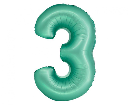 Balon foliowy Smart, Cyfra 3, miętowa matowa, 76 cm