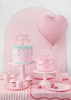Topper akrylowy na tort Happy Birthday, jasny róż, 16.5 cm