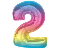 Balon foliowy Smart, cyfra 2, tęczowa, 92 cm