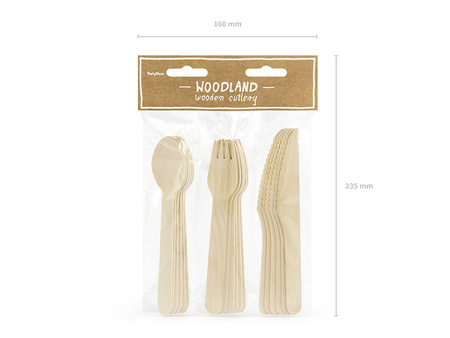 Sztućce drewniane Woodland, 16cm (1 op. / 18 szt.)
