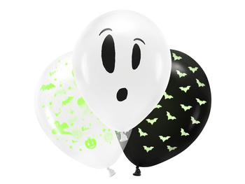 Balony UV 27cm, BOO!, mix (1 op. / 3 szt.)