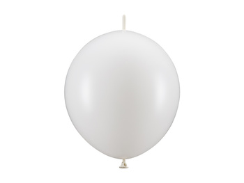 Balony z łącznikiem, 28 cm, Metallic Pure White (1 op. / 20 szt.)