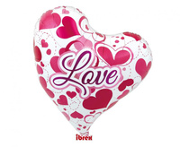 Balon foliowy, serce Sweet 14", Love Hearts, packed