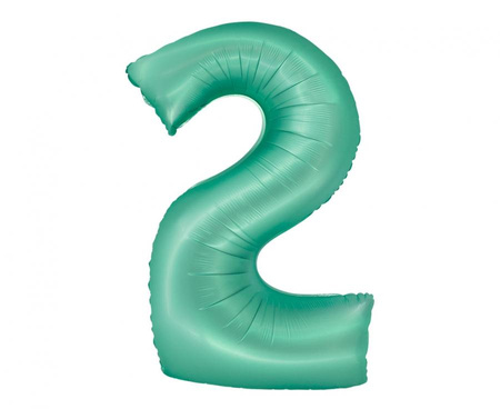 Balon foliowy Smart, Cyfra 2, miętowa matowa, 76 cm