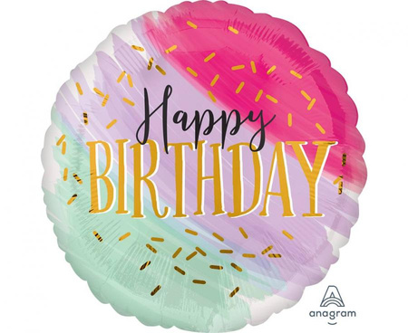 Balon foliowy 18" - Water color Birthday