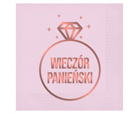 Serwetki Wieczór Panieński (różowe), certyfikat FSC, 33x33 cm/ 20 szt.