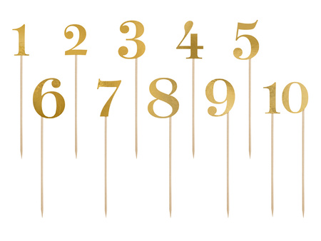 Numery na stół, złoty, 25,5-26,5cm (1 op. / 11 szt.)