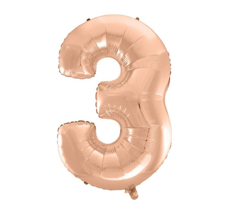 Balon foliowy "Cyfra 3", różowo-złota, 92 cm