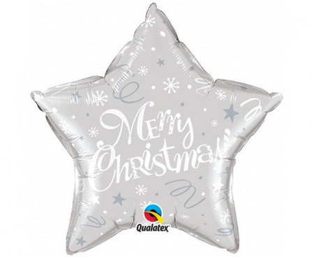 Balon foliowy 20" "Merry Christmas", srebrny