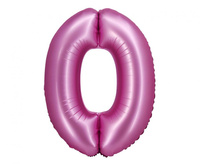Balon foliowy , Cyfra 0, satynowa różowa, 76 cm