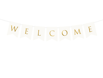 Baner Welcome, biały, 15 x 95 cm