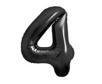 Balon foliowy , cyfra 4, matowa czarna, 85 cm