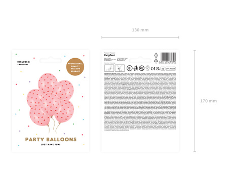 Balony 30 cm, Serca, Pastel Baby Pink (1 op. / 6 szt.)