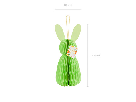 Dekoracja papierowa honeycomb Króliczek, jasny zielony, 30 cm