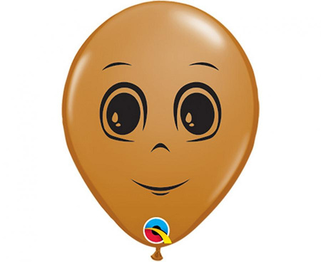 Balon 6" z nadr. twarz męska, pastel j. brąowy / 100 szt.