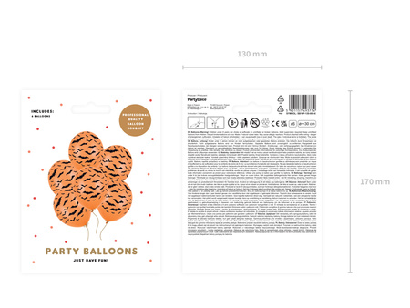 Balony 30cm, Nietoperze, Pastel M. Orange (1 op. / 6 szt.)
