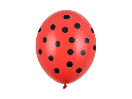 Balony 30cm, Kropki, Pastel Poppy Red (1 op. / 6 szt.)