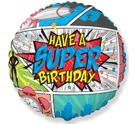 Balon foliowy 18" - SuperBirthday- COMIC
