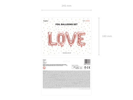 Balon foliowy Love, 140x35cm, różowe złoto