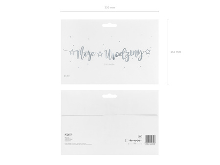 Baner Moje urodziny, srebrny, 16,5x90cm