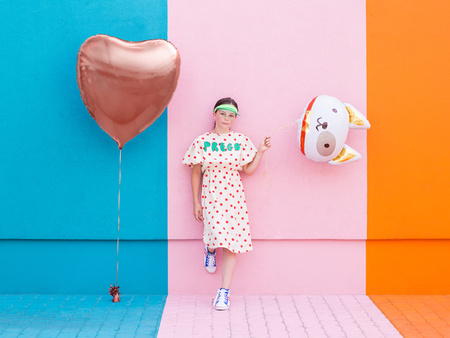 Balon foliowy Serce, 68x72cm, różowe złoto