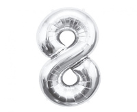 Balon foliowy Cyfra 8, srebrna, 85 cm