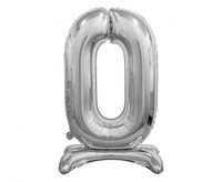 Balon foliowy Cyfra stojąca 0, srebrna, 74 cm