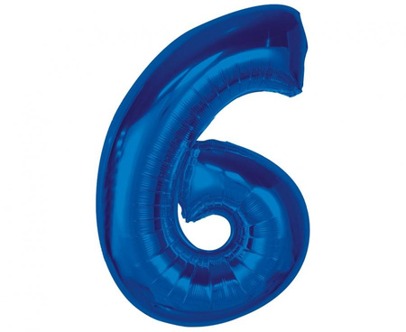 Balon foliowy Smart, cyfra 6, niebieska, 92 cm