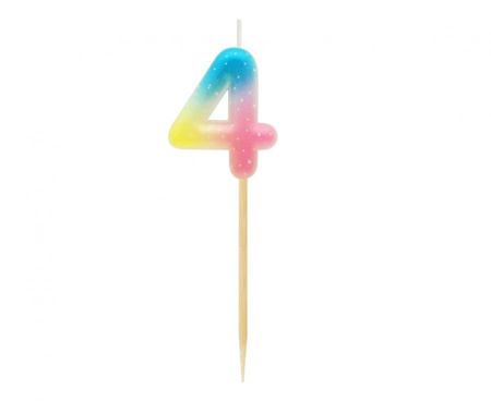 Świeczka piker cyferka 4, ombre, pastelowa