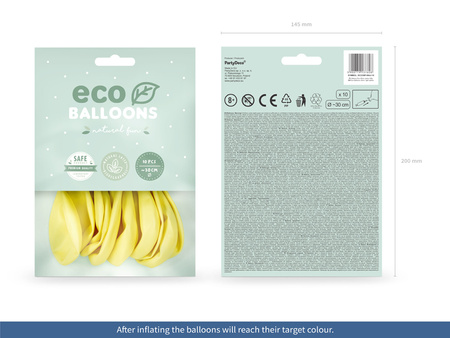 Balony Eco 30cm pastelowe, jasny żółty (1 op. / 10 szt.)