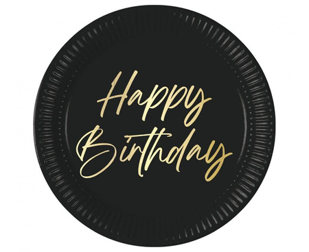 Talerzyki papierowe Elegant Happy Birthday, Decorata, FSC, 23 cm, 8 szt.